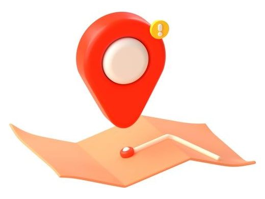 Repère de localisation rouge planté sur une carte