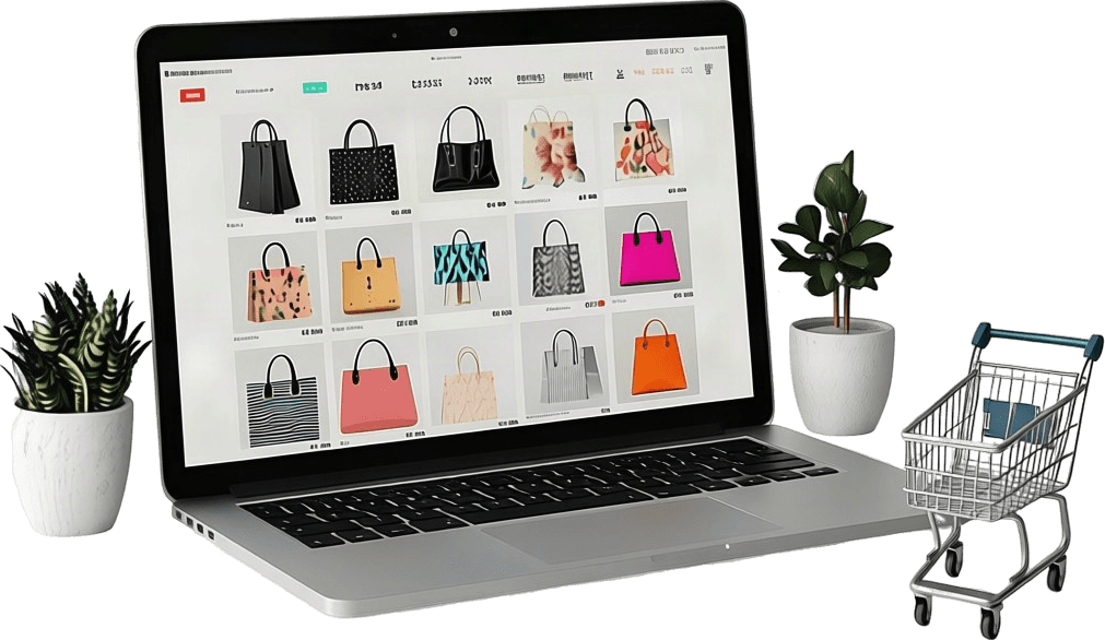 Online shop displayed on a laptop